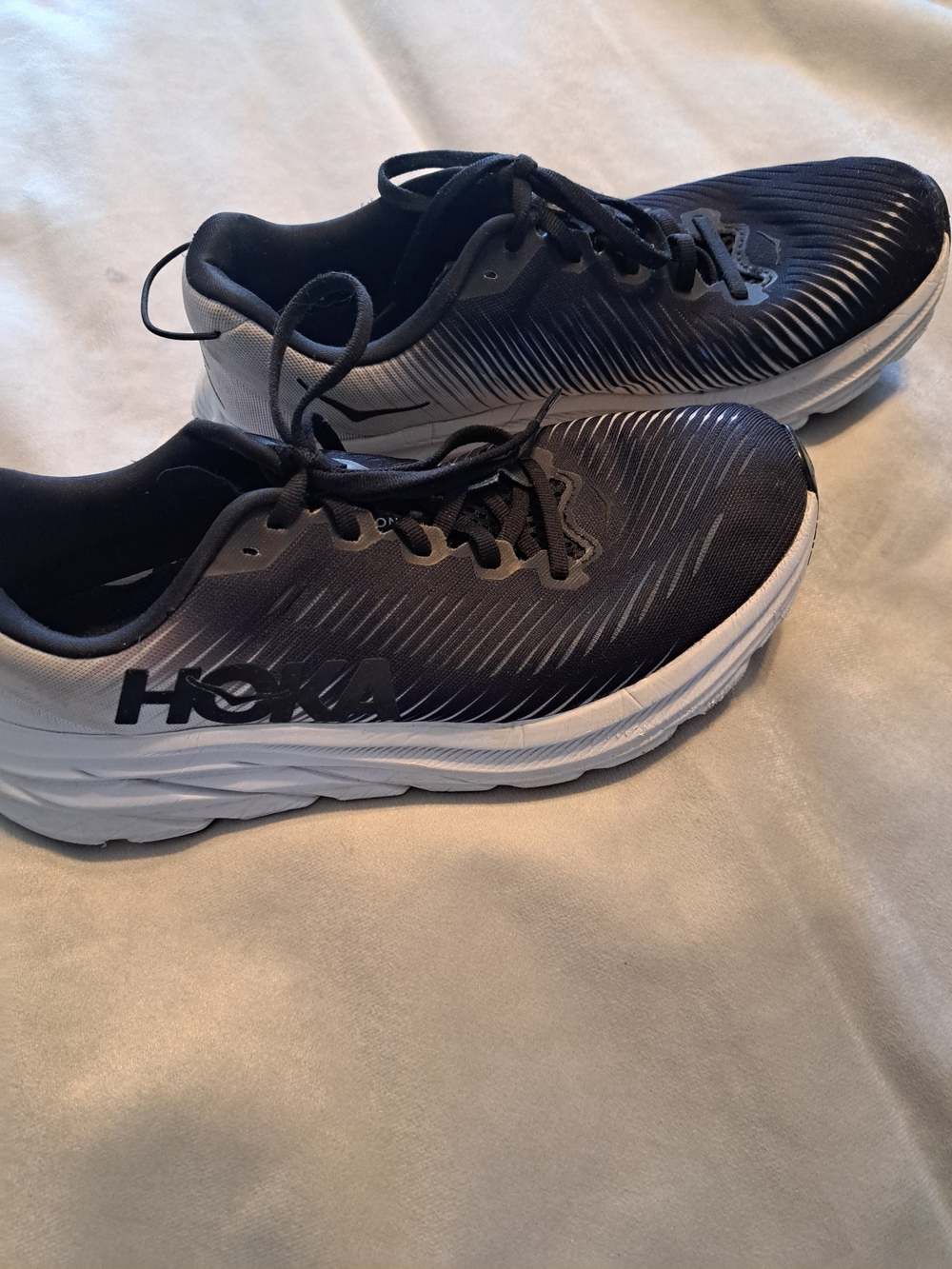 Hoka One One Women's Black and White Athletic Running Shoes